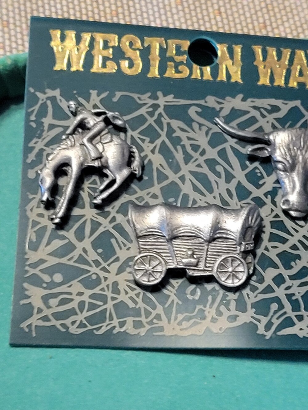 Western Wagon & Rodeo Silver Decorative Pin Set